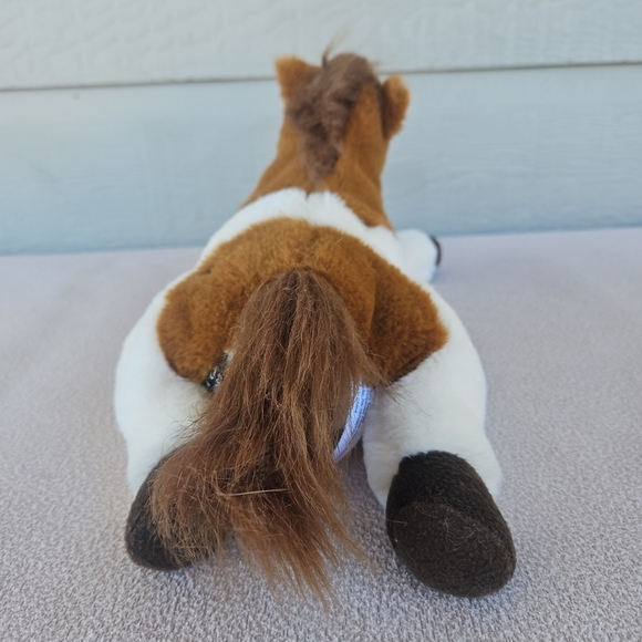FAO Schwarz Pinto Horse Pony Plush 14" Laying Down Adopt A Pet Brown White - Picture 3 of 12